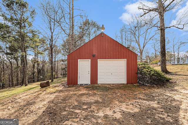 detached garage with driveway