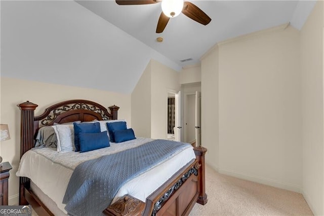 5861 Yoshino Cherry Ln, Braselton, GA 30517 - carpeted bedroom with ceiling fan and vaulted ceiling