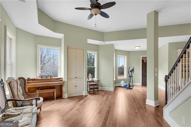 5861 Yoshino Cherry Ln, Braselton, GA 30517 - sitting room with ceiling fan and light hardwood / wood-style flooring
