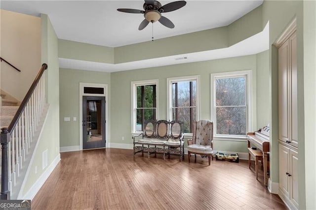 5861 Yoshino Cherry Ln, Braselton, GA 30517 - living area with hardwood / wood-style flooring and ceiling fan