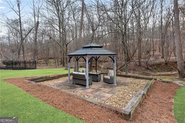 5861 Yoshino Cherry Ln, Braselton, GA 30517 - view of yard featuring a gazebo and a patio area