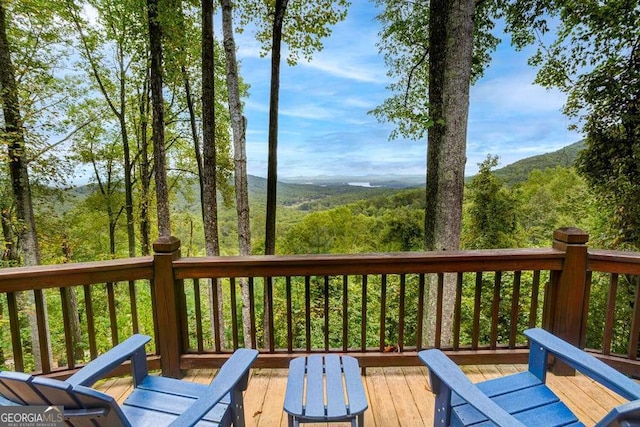 deck with a mountain view