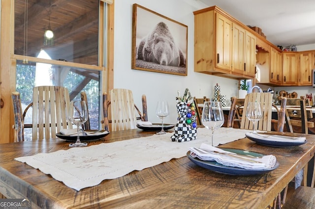 interior space featuring light brown cabinetry