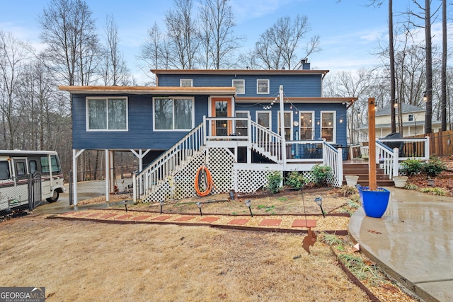 view of front of house featuring a deck