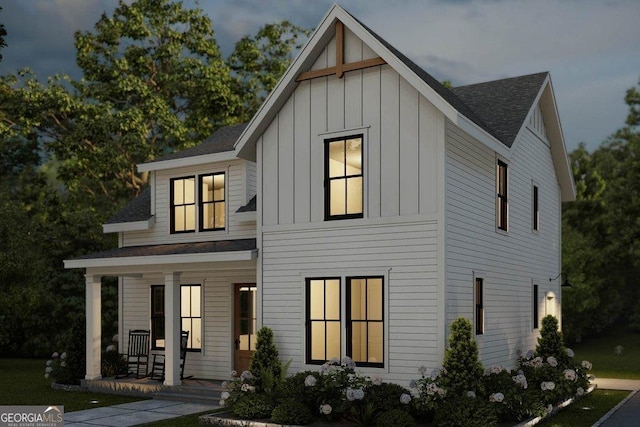 modern inspired farmhouse featuring a porch
