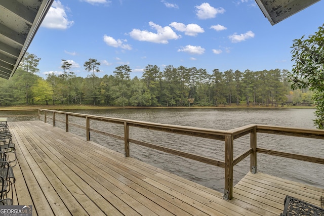 view of dock featuring a water view