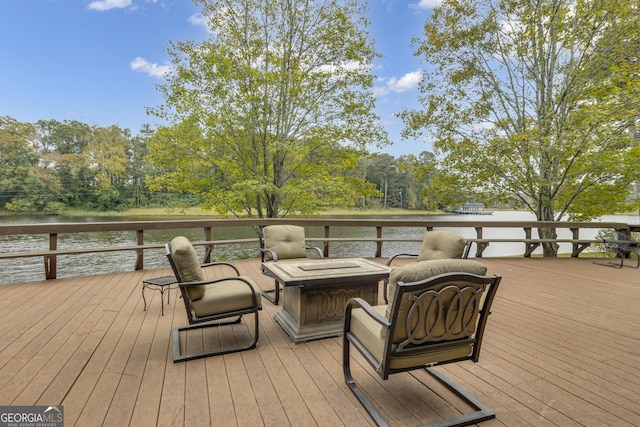 2724 Barnesville Hwy, Thomaston, GA 30286 - deck featuring a water view and a fire pit