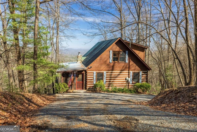 view of log home