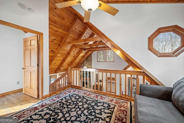 380 Oak Ridge Way, Morganton, GA 30560 - additional living space with wood ceiling, a ceiling fan, and wood finished floors