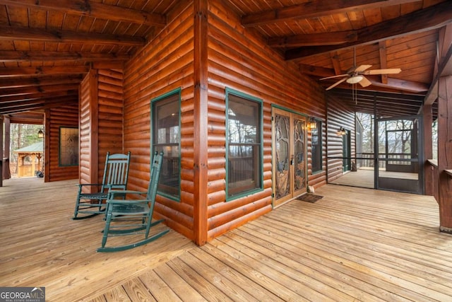 380 Oak Ridge Way, Morganton, GA 30560 - wooden deck featuring ceiling fan
