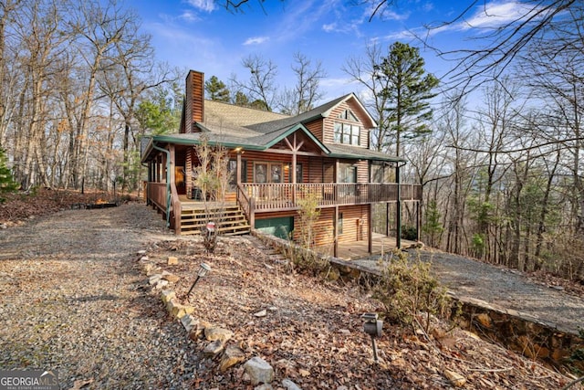 view of front of home featuring a deck