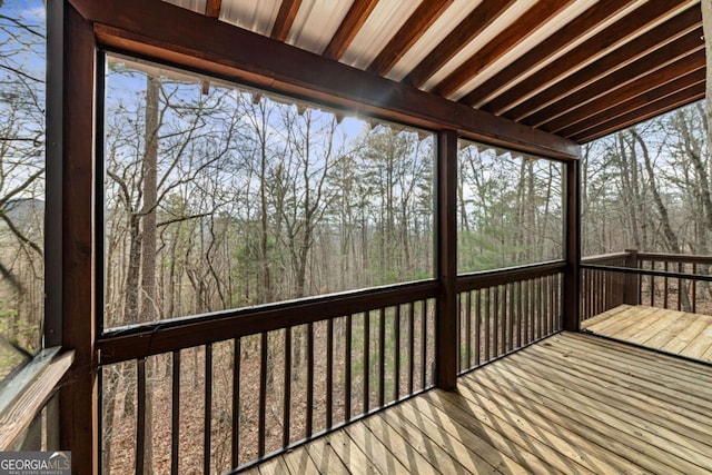 view of unfurnished sunroom