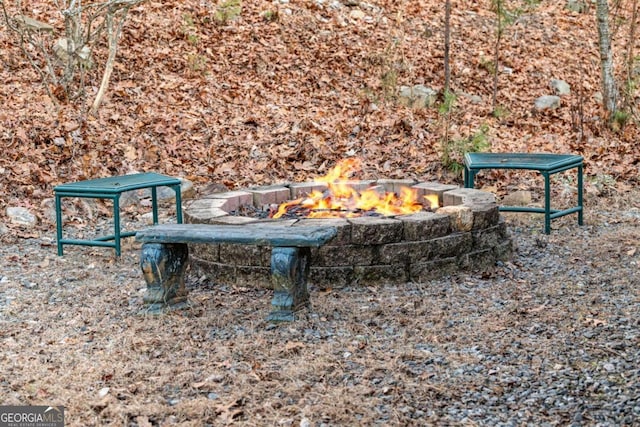 view of property's community featuring a fire pit