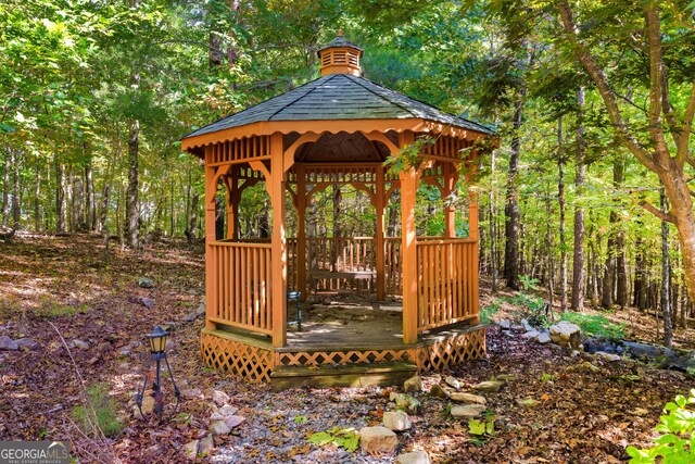380 Oak Ridge Way, Morganton, GA 30560 - wooden deck featuring a gazebo and a view of trees