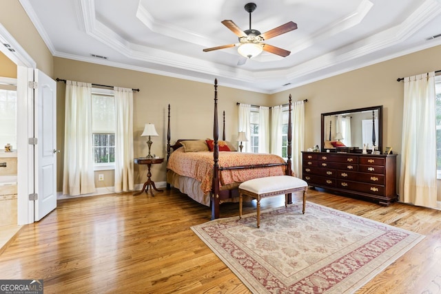 256 Allie Dr, Mcdonough, GA 30252 - bedroom with a tray ceiling, multiple windows, and light wood finished floors