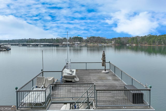 view of dock featuring a water view