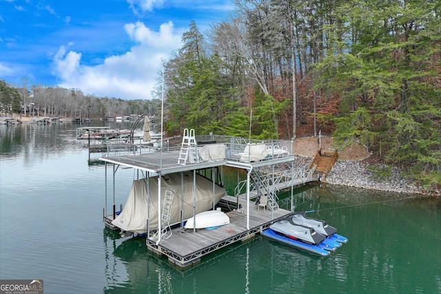 dock area featuring a water view