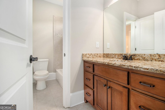 bathroom with tile patterned flooring, vanity, and toilet