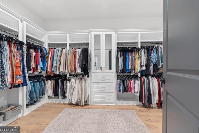 spacious closet featuring hardwood / wood-style flooring