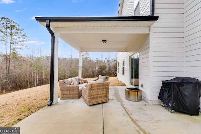 view of patio / terrace featuring area for grilling and an outdoor hangout area