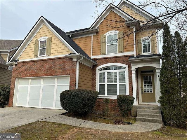 view of front of property featuring a garage