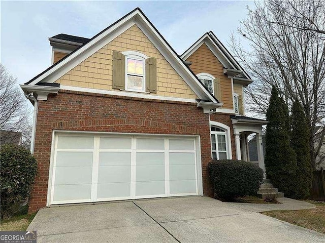 view of front of house with a garage