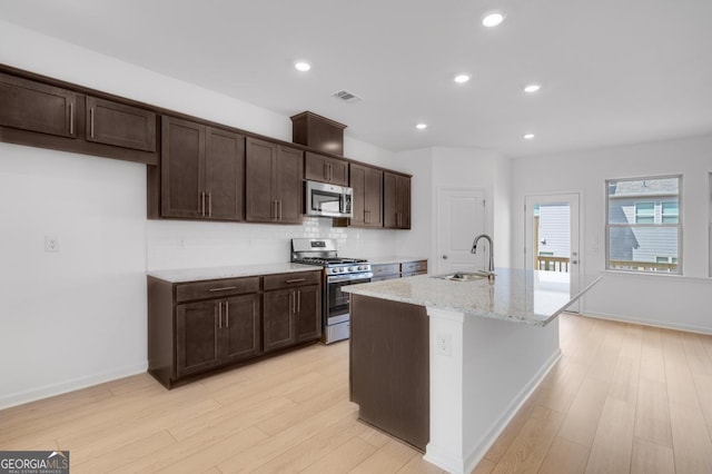 3812 Thatcher Dr SW, Marietta, GA 30008 - kitchen with light wood finished floors, visible vents, appliances with stainless steel finishes, and a sink