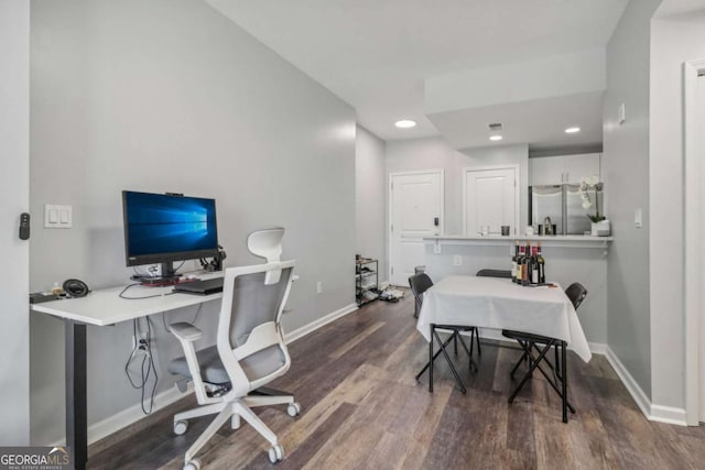 office area featuring dark hardwood / wood-style flooring