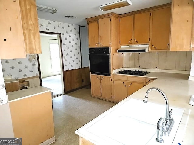 kitchen with sink and black appliances