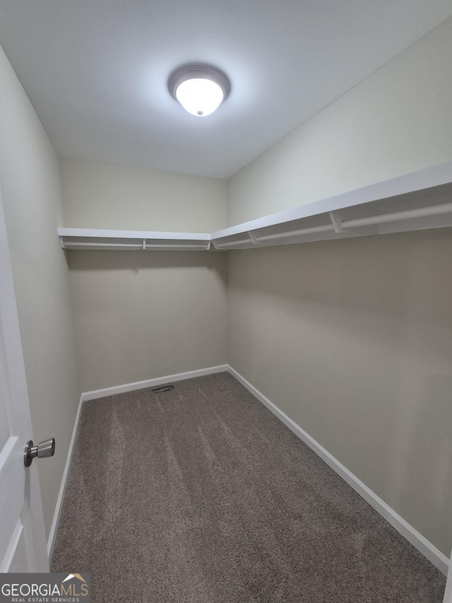 walk in closet featuring carpet flooring and visible vents