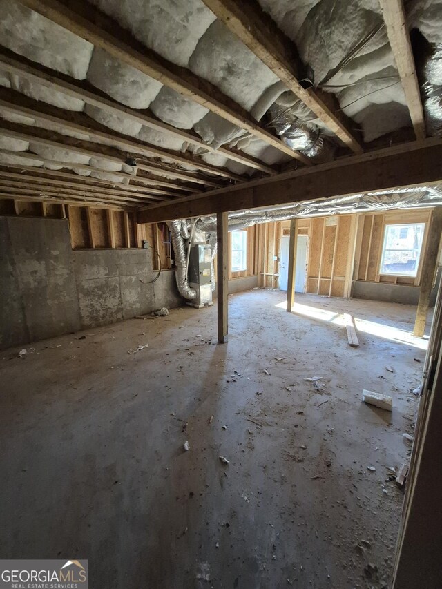 below grade area with heating unit
