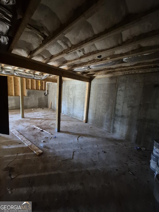 view of unfinished below grade area