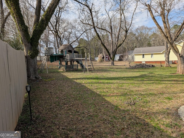 view of yard featuring a playground