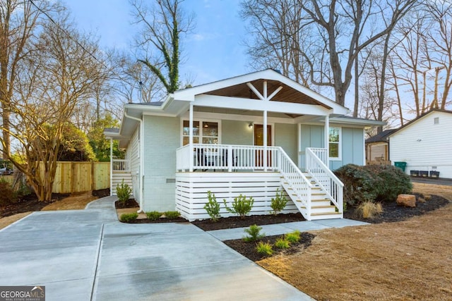 view of front of home with a porch