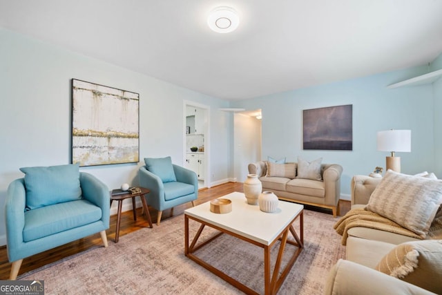 living room with light wood-type flooring