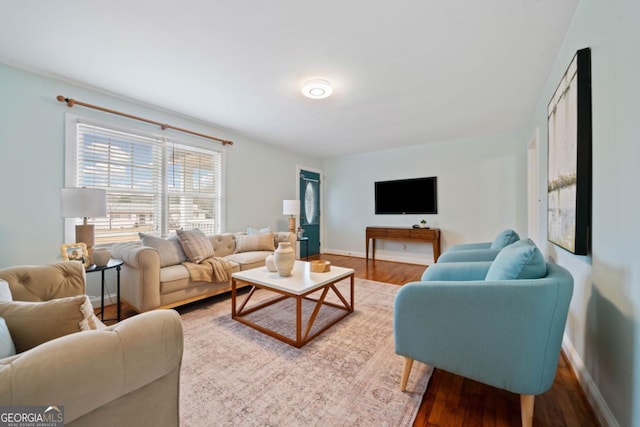 living room featuring hardwood / wood-style flooring