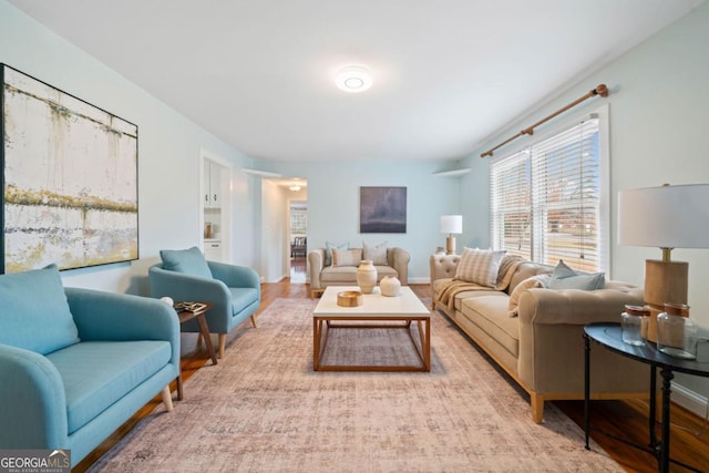 living room featuring light hardwood / wood-style floors