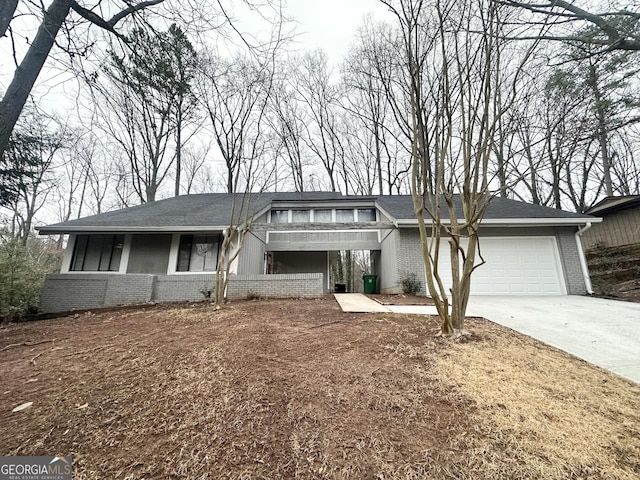 view of front of property with a garage