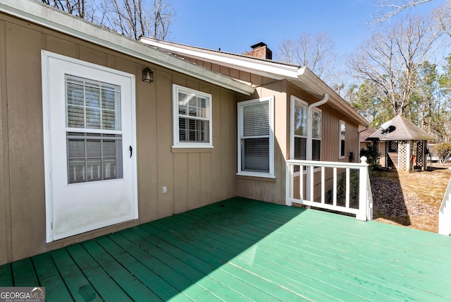 deck featuring a gazebo