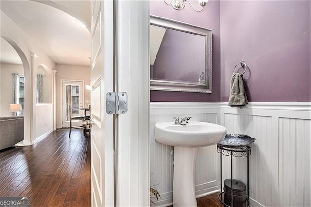 bathroom featuring hardwood / wood-style flooring and sink