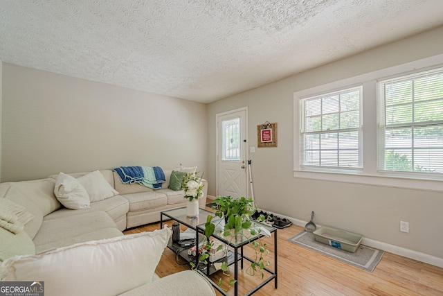 3710 Lynn Dr, Powder Springs, GA 30127 - living area featuring baseboards, wood finished floors, and a textured ceiling