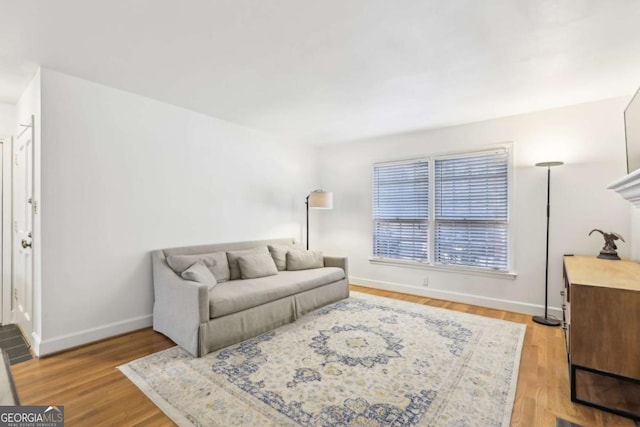 living room featuring light wood-type flooring