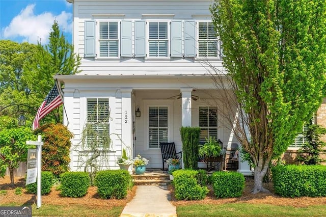 122 Brighton Blvd, Woodstock, GA 30188 - view of front of home with a porch and ceiling fan