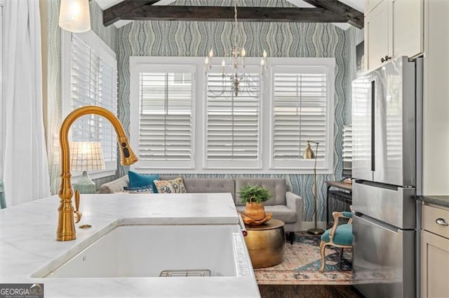 122 Brighton Blvd, Woodstock, GA 30188 - sunroom / solarium featuring a sink and beam ceiling