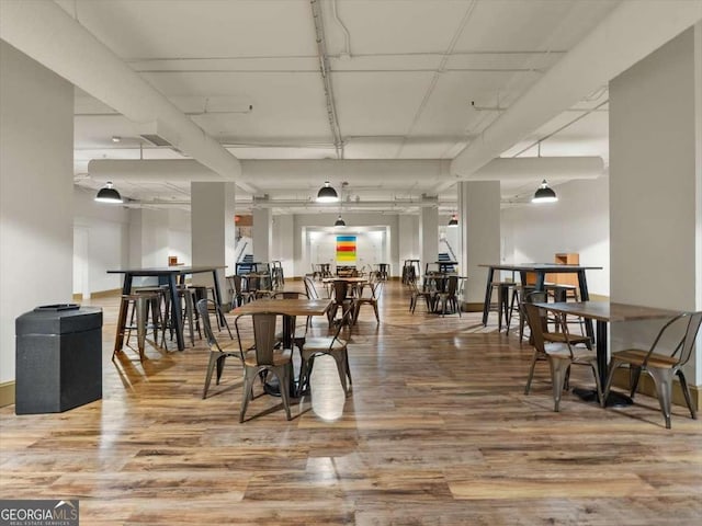 dining space featuring hardwood / wood-style floors