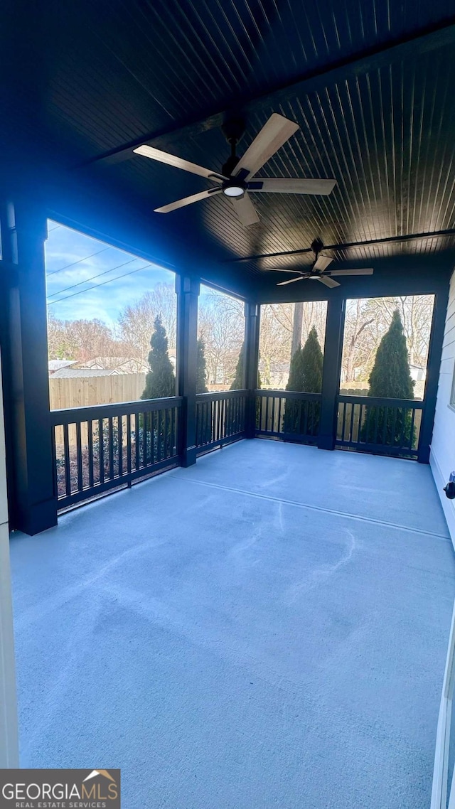 view of patio with ceiling fan