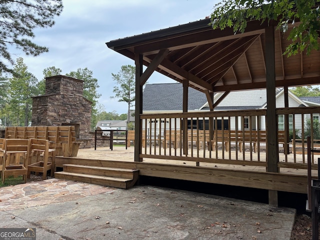 wooden deck with a gazebo