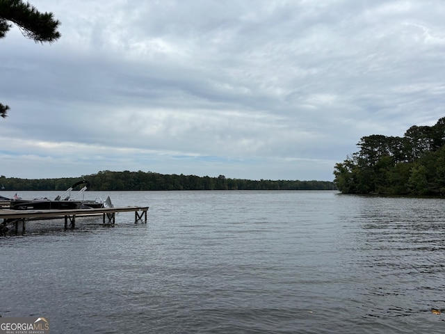 view of dock featuring a water view