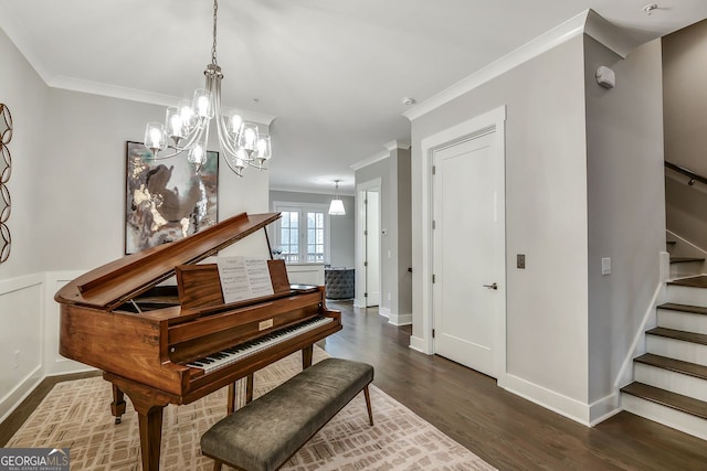 578 Brashy St, Woodstock, GA 30188 - sitting room with dark hardwood / wood-style flooring and crown molding
