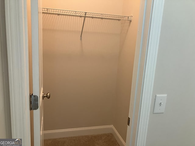 walk in closet featuring carpet